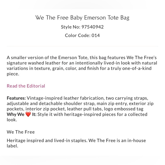 Free People Baby Emerson Tote Bag White Salt Neutral - Leather - NWT - Picture 8 of 8